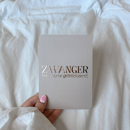 Wenskaart | Zwanger goudfolie - 
